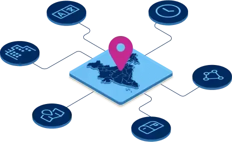 Illustration of a country's postal and administrative structure mapped by GeoPostcodes